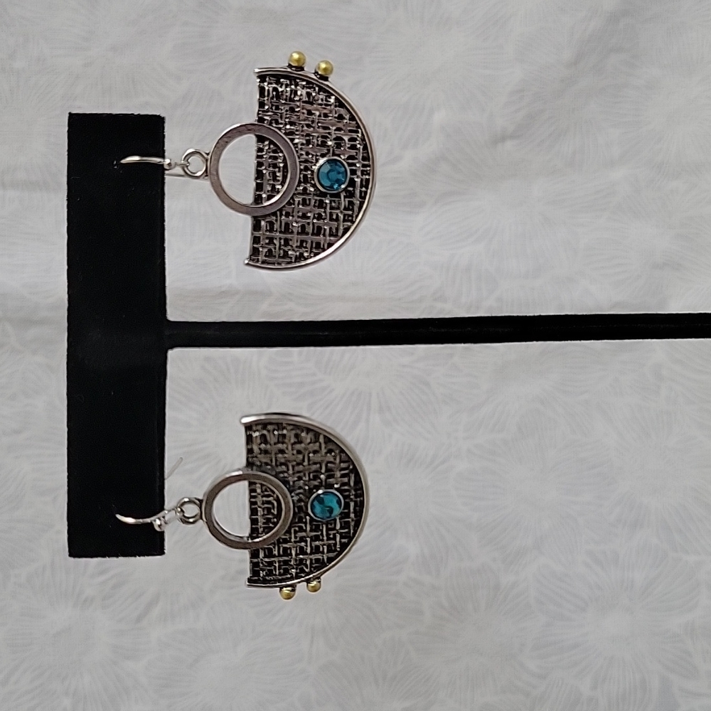Silver Half Disc Earrings